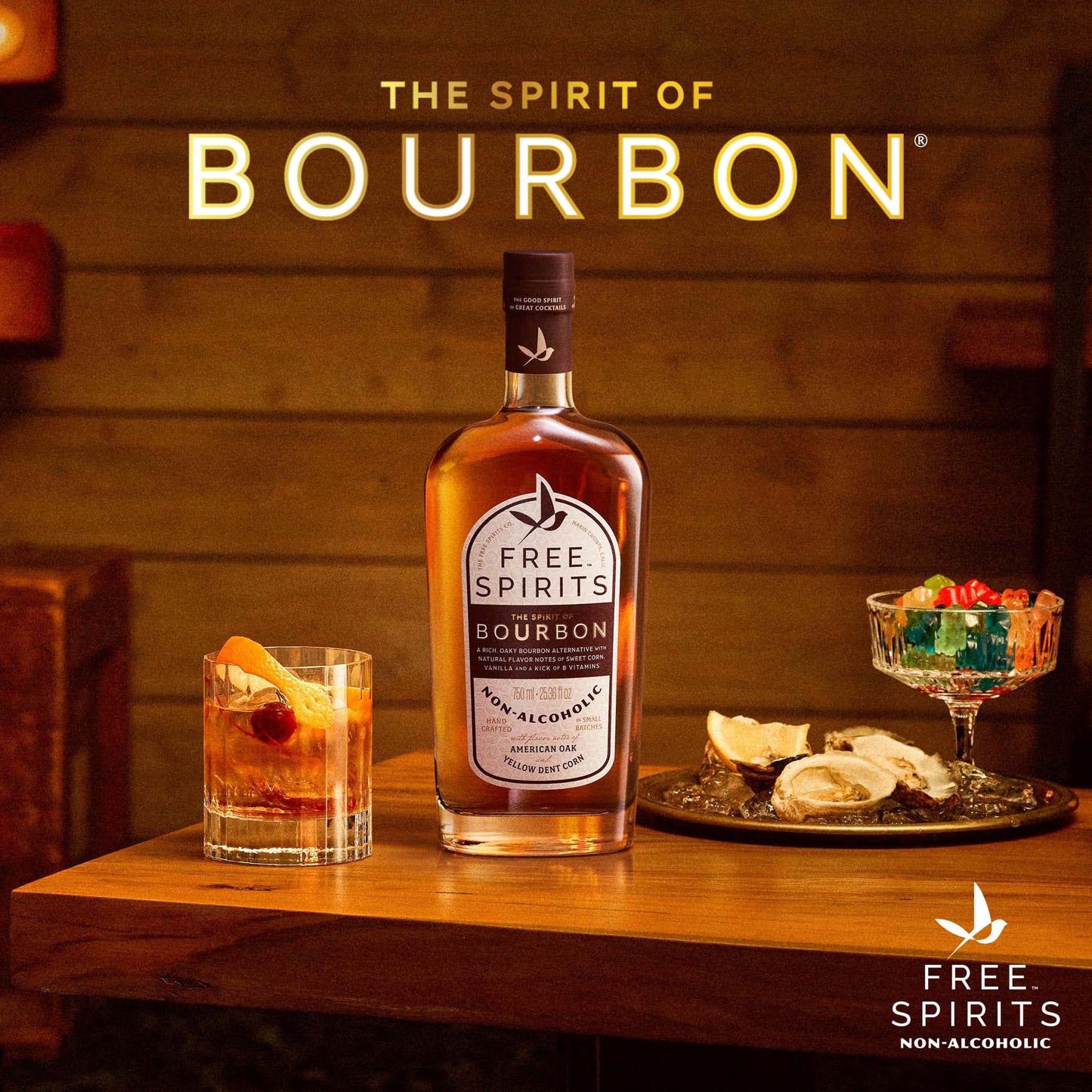 Zero Proof Bourbon Alternative Whiskey Style Spirit 750ml