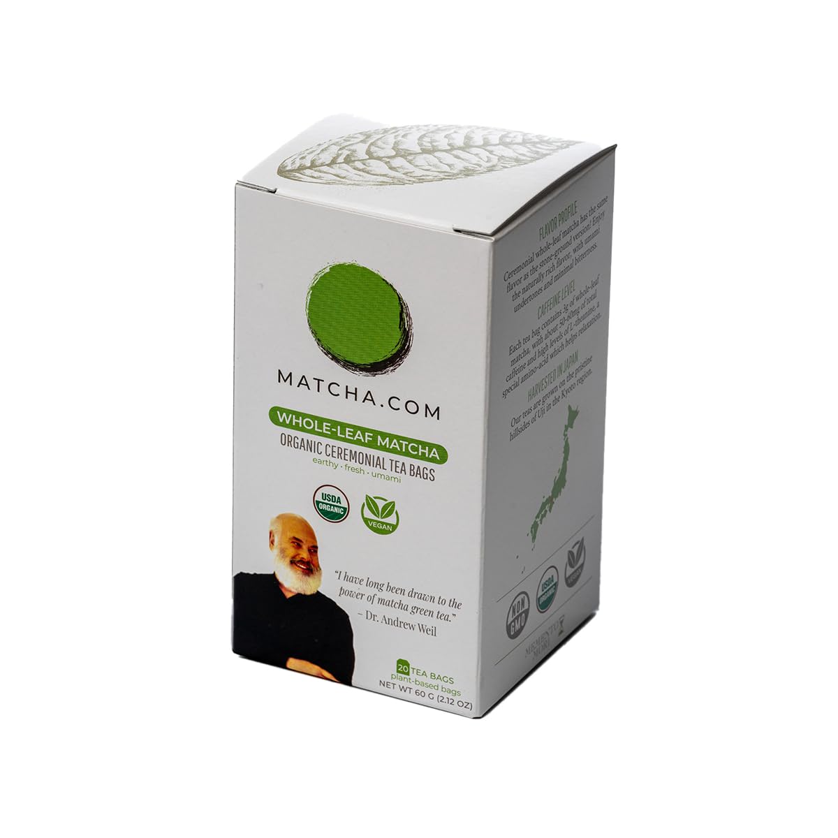 Matcha Kari Organic Japanese Green Tea Bags - Whole Leaf Tencha - 20 Ct