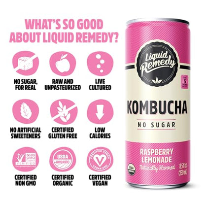 Sugar Free Organic Kombucha Tea Drink Variety Pack with Probiotics