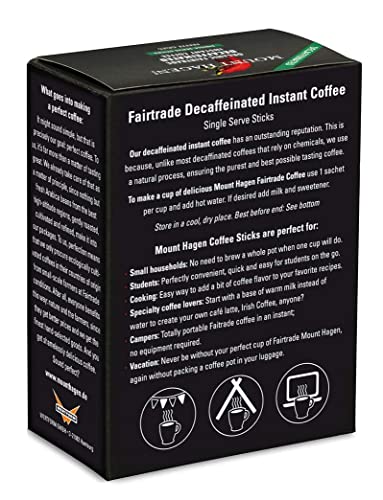 Mount Hagen Organic Decaffeinated Instant Coffee Single Serve 25 Sticks