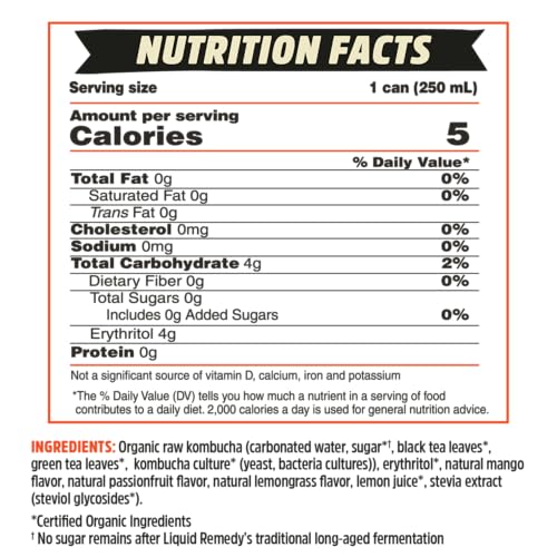 Mango Passion Organic Kombucha Tea Drink with Probiotics 24 Pack
