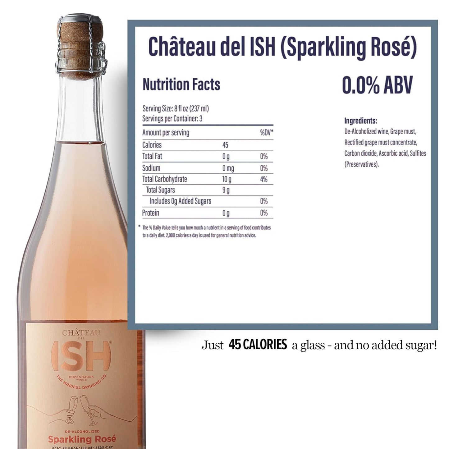 Non Alcoholic Sparkling Wine with Low Sugar 750ml Bottle