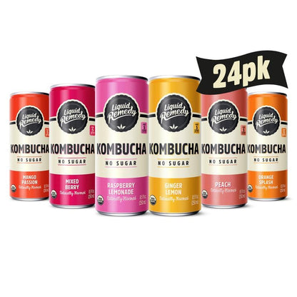 Sugar Free Organic Kombucha Tea Drink Variety Pack with Probiotics