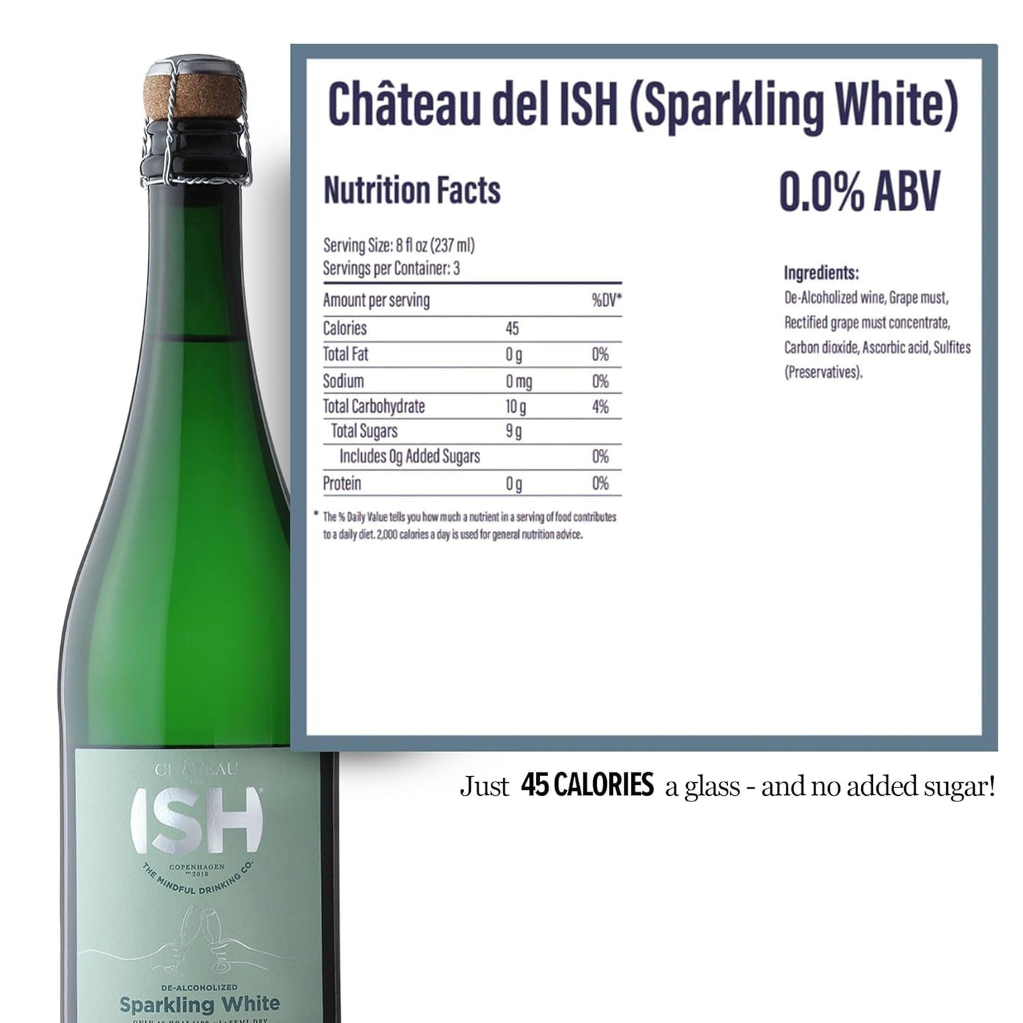 Non Alcoholic Sparkling Wine with Low Sugar 750ml Bottle