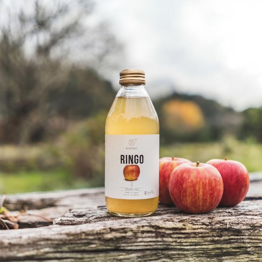 Kimino Ringo Apple Sparkling Juice, Aomori Fuji Apple, 12 Pack, 8.45 Fl Oz