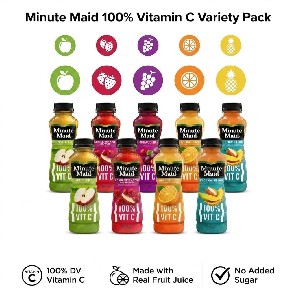 Orange Apple Juice Variety Pack with Fruit Blend Flavors 15 Pack