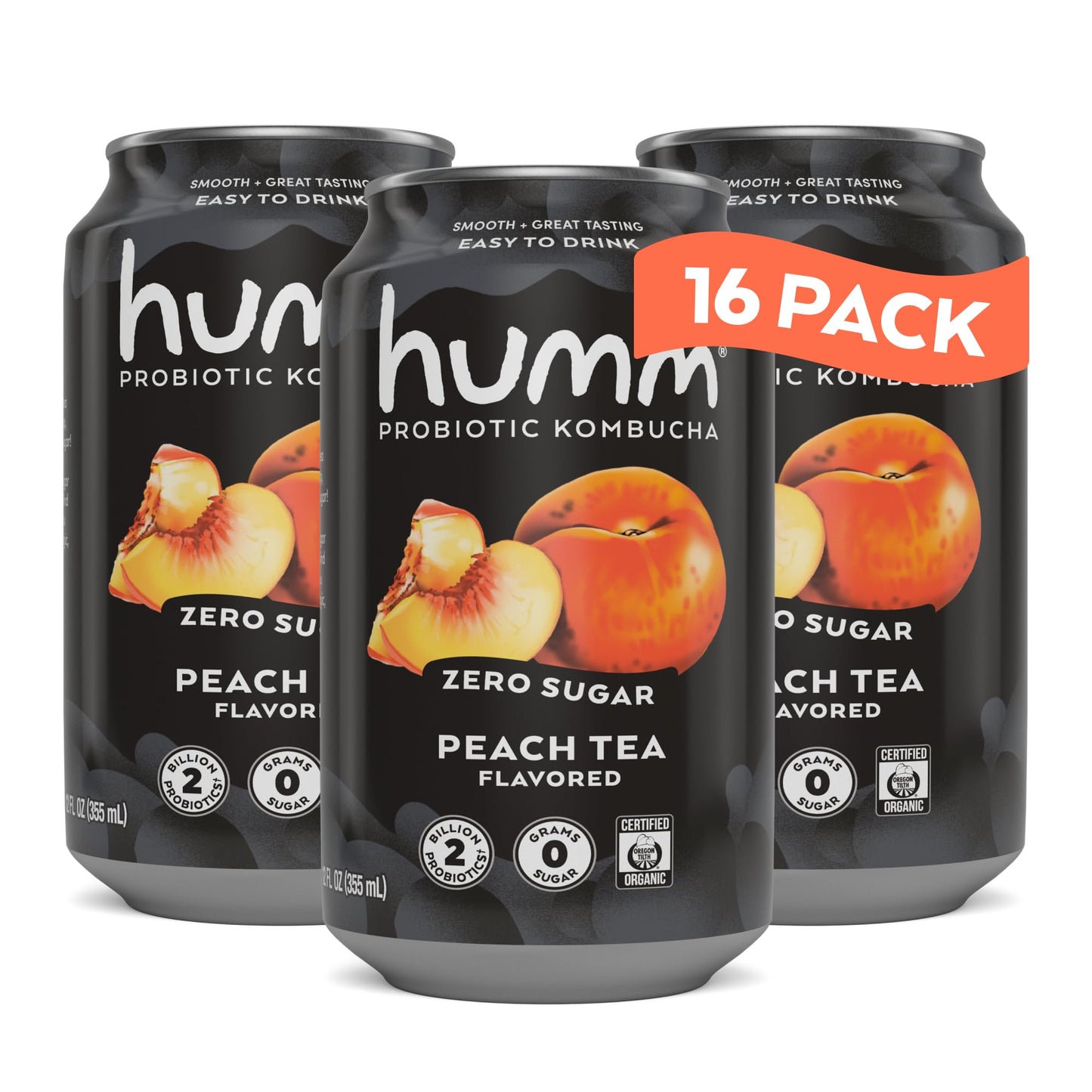Zero Sugar Organic Kombucha Tea Drink with Probiotics 12 Pack