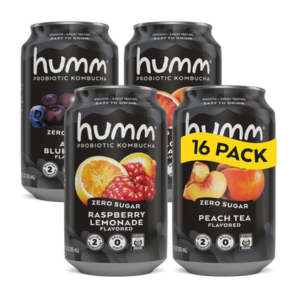 Zero Sugar Organic Kombucha Tea Drink with Probiotics 12 Pack