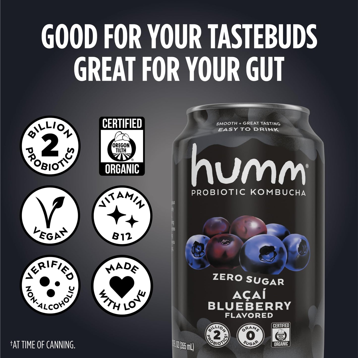 Zero Sugar Organic Kombucha Tea Drink with Probiotics 12 Pack