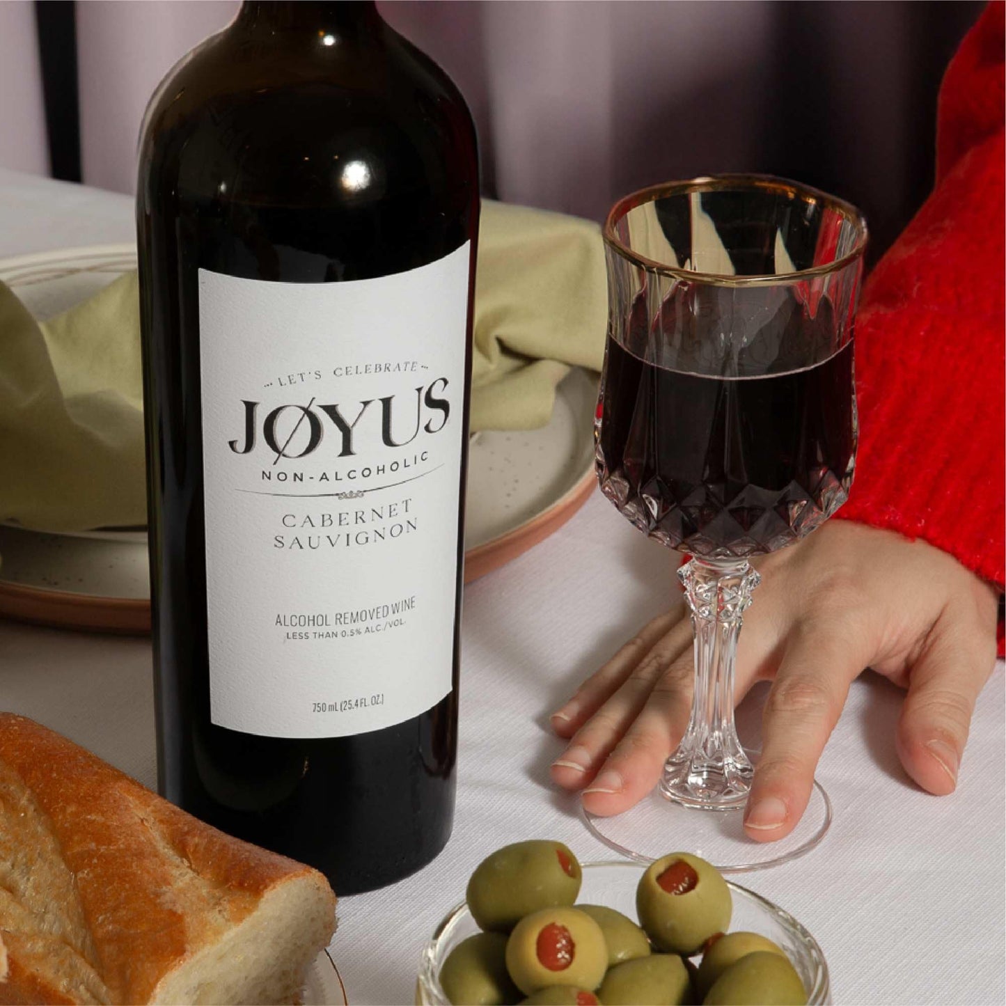 JØYUS Non-Alcoholic Red Wine, Dealcoholized Cabernet Wine, 750ml Bottle