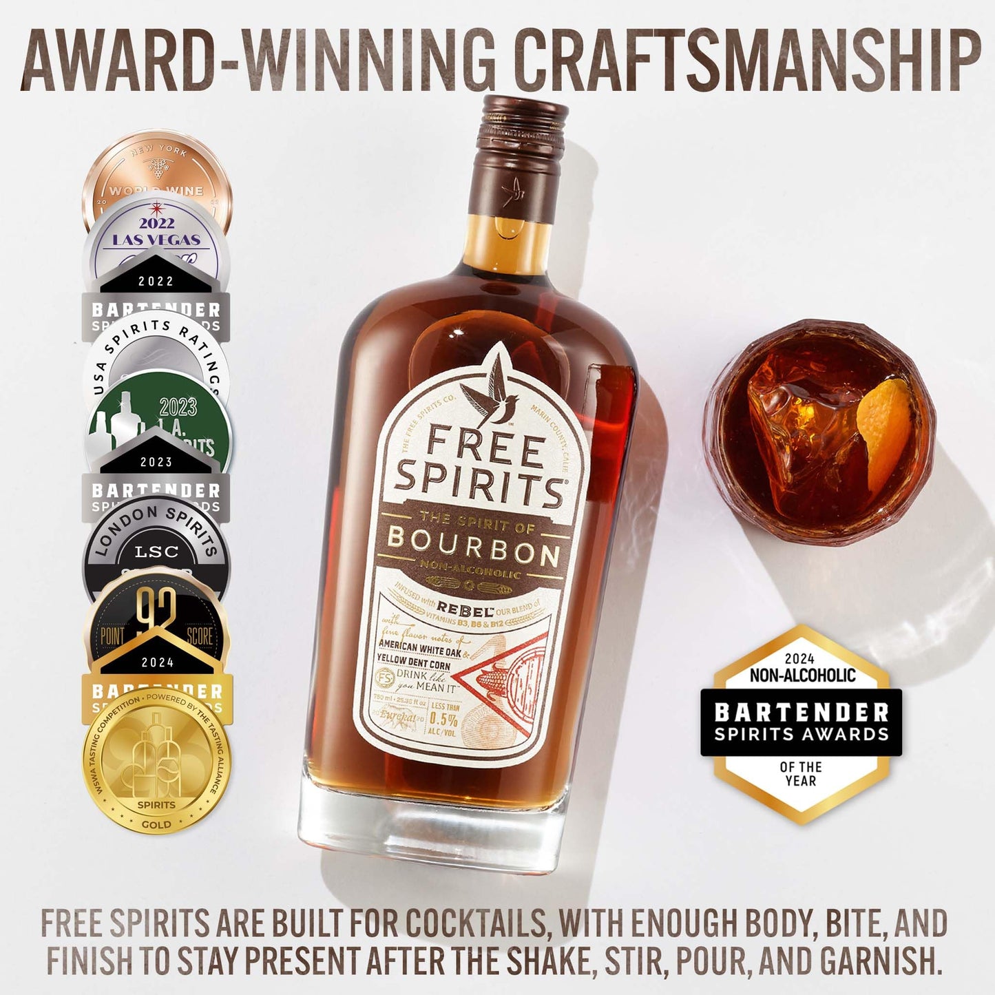 Zero Proof Bourbon Alternative Whiskey Style Spirit 750ml