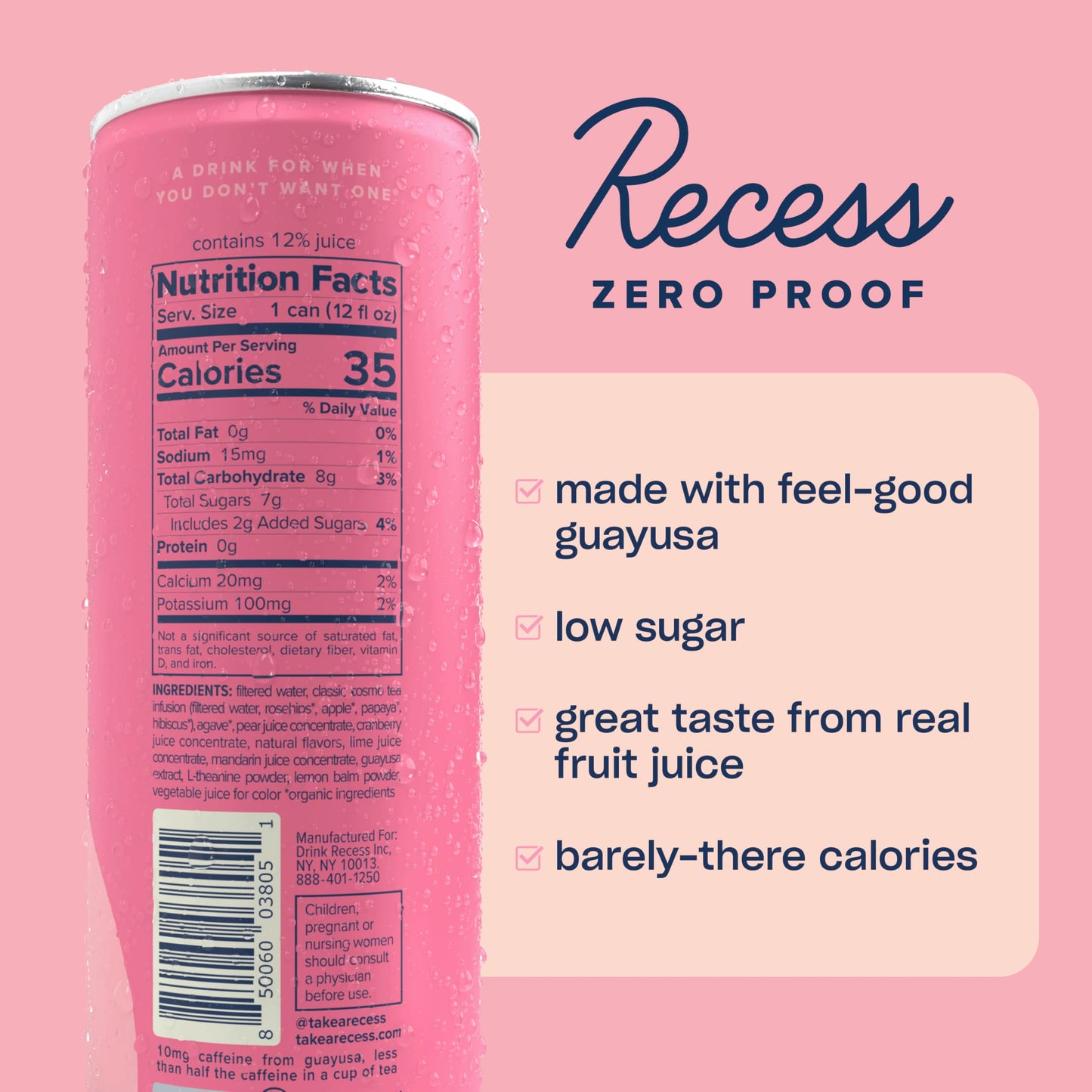 Recess Zero Proof Non-Alcoholic Mocktail, 12 Pack