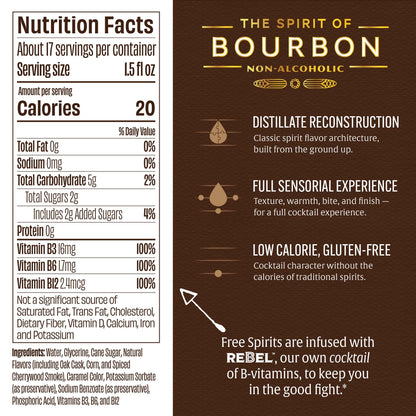 Zero Proof Bourbon Alternative Whiskey Style Spirit 750ml