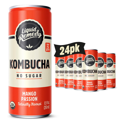 Mango Passion Organic Kombucha Tea Drink with Probiotics 24 Pack