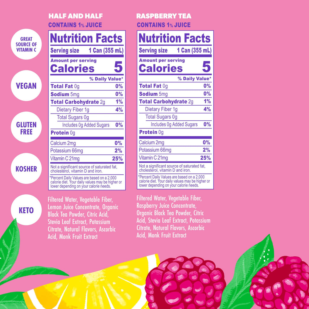 Swoon Sugar Free Iced Tea Classics Variety Pack - Zero Sugar Drinks in Lemon, Raspberry, Peach, Half & Half Flavours - Low Carb, Paleo-Friendly, Gluten-Free Keto Iced Tea - 12 fl.oz (Pack of 12)