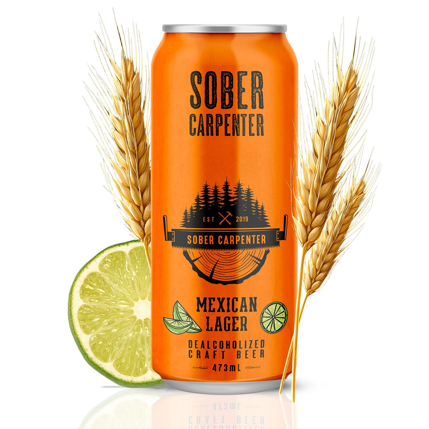 Sober Carpenter Mexican Lager Non-Alcoholic Beer 12 Pack 16 oz Vegan
