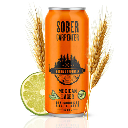 Sober Carpenter Mexican Lager Non-Alcoholic Beer 12 Pack 16 oz Vegan