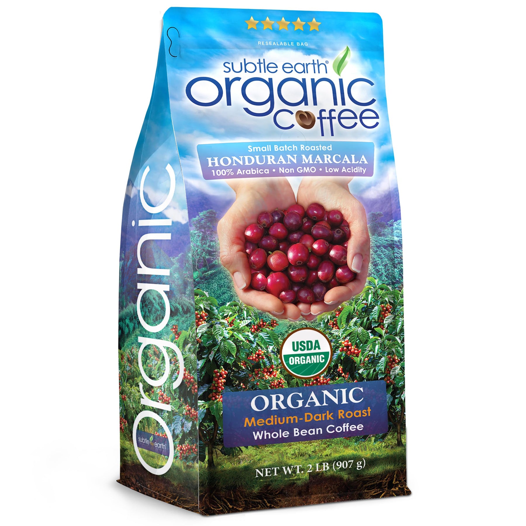 Organic 100% Arabica Whole Bean Coffee with Low Acidity