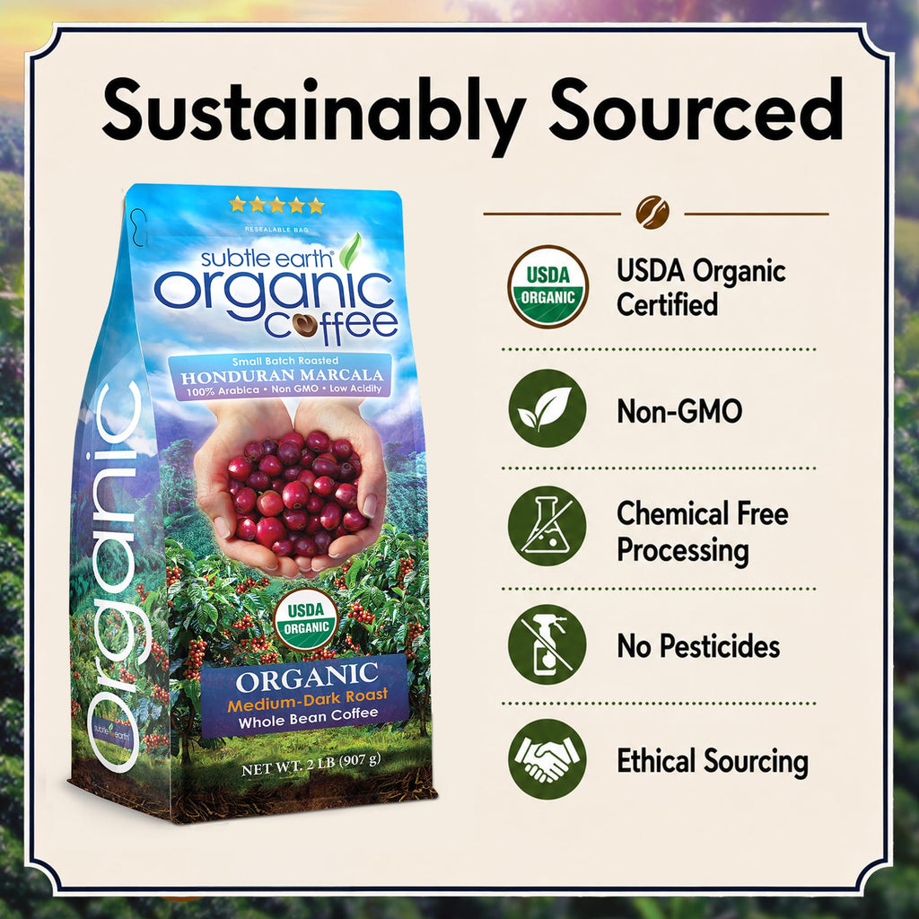 Organic 100% Arabica Whole Bean Coffee with Low Acidity