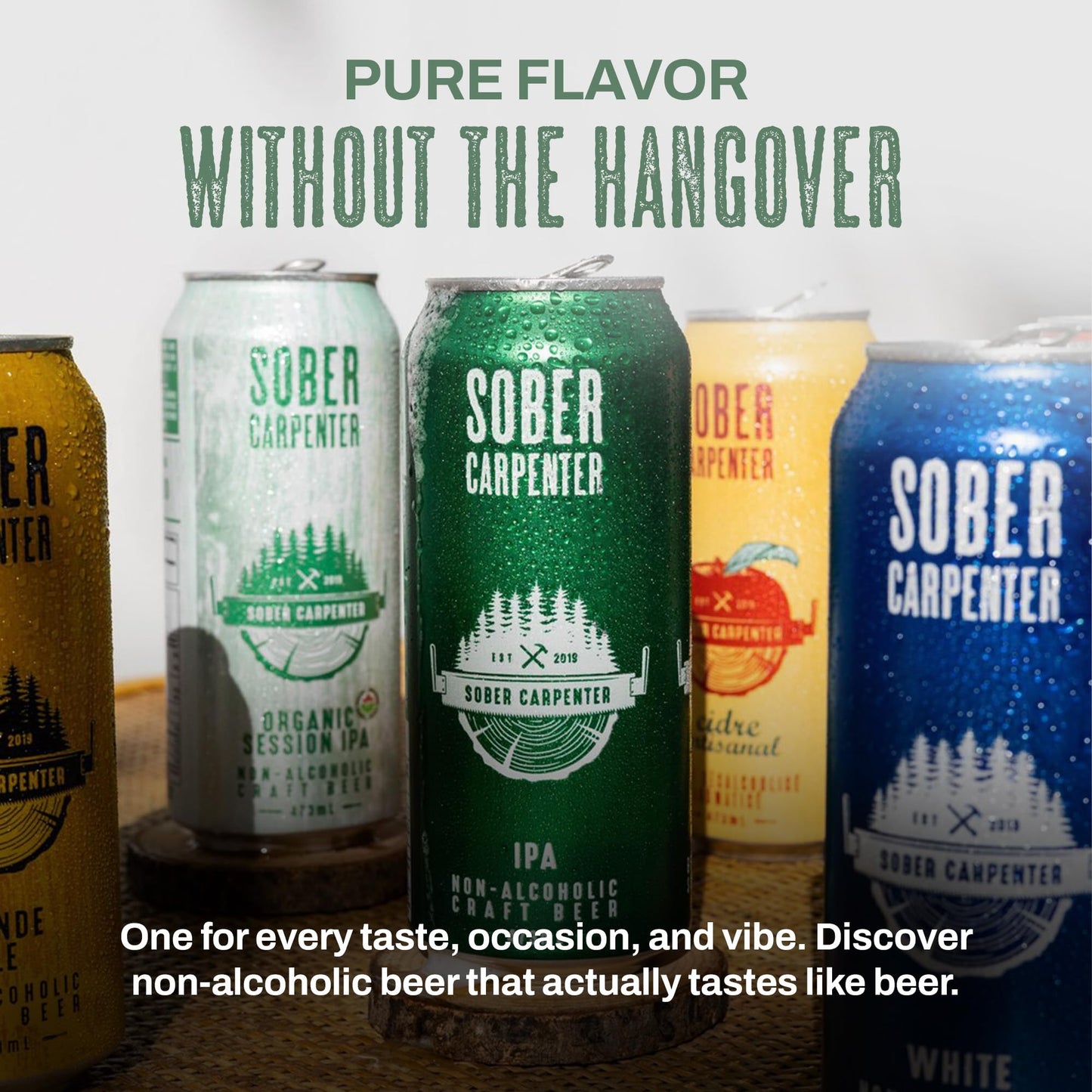 Sober Carpenter Mexican Lager Non-Alcoholic Beer 12 Pack 16 oz Vegan