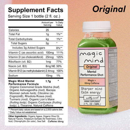 Focus Energy Drink Shots with Matcha, Adaptogens & Functional Mushrooms